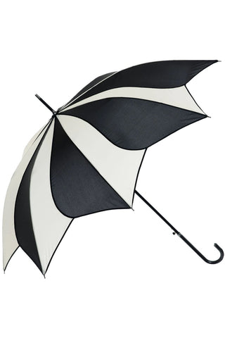 Black and Cream Swirl Walking Stick Umbrella | Angel Clothing