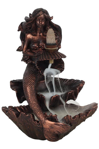 Bronze Effect Mermaid Backflow Incense Burner | Angel Clothing