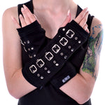 Poizen Buckle Armwarmers Black / Silver | Angel Clothing