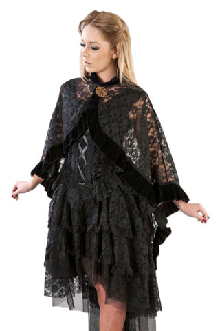 Burleska Catherine Cape Black Lace | Angel Clothing