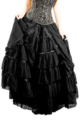 Burleska Victorian Gothic Skirt Black Chiffon | Angel Clothing