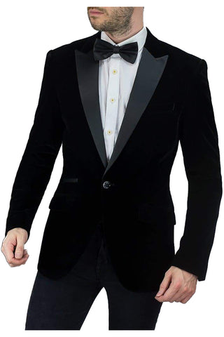 Cavani Rosa Black Velvet Tuxedo Jacket | Angel Clothing