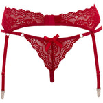 Cottelli Lingerie Red Suspender Belt and G-String (S) | Angel Clothing