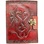 Double Dragon Leather Embossed Journal and Lock | Angel Clothing