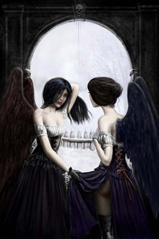 Dashinvaine Illusion Greetings Card, Gothic Skull Greetings Card | Angel Clothing