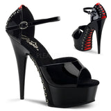 Pleaser DELIGHT 660FH Shoes Black/Red | Angel Clothing