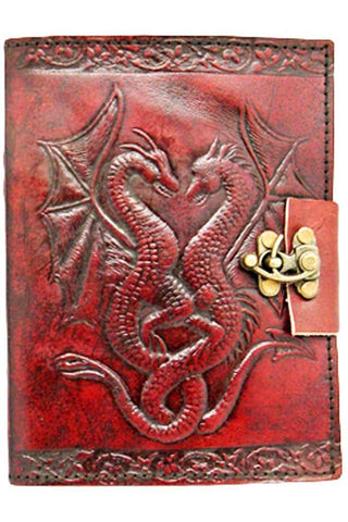 Double Dragon Leather Embossed Journal and Lock | Angel Clothing