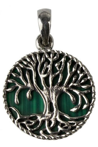 etNox Silver Tree of Life Malachite Pendant | Angel Clothing