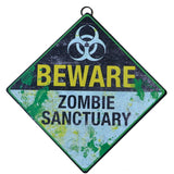 Beware Zombie Sanctuary Metal Sign | Angel Clothing