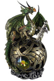 Green Dragon on Golden Orb Light Up Index of Taelth Figurine | Angel Clothing