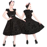 H&R London Black Flocked Victorian Dress | Angel Clothing