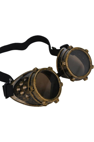 Victorian Brass Studded Steampunk Goggles | Angel Clothing