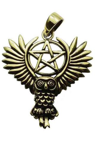 Lisa Parker Owl Pentagram Pendant Bronze | Angel Clothing
