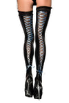 Me Seduce Black Stockings with Blue Lacing ST05 | Angel Clothing