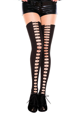 Music Legs Vertical Striped Leggings - Black/White