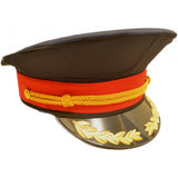 Navy Blue Military Peaked Cap with Red and Gold Trim | Angel Clothing