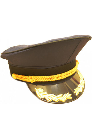 Navy Blue Military Peaked Cap with Black and Gold Trim | Angel Clothing