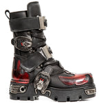 New Rock Dark Red Bat and Flames Boots, M.195-S1 | Angel Clothing