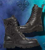 New Rock Embroidered Fleur De Lys Boots | Angel Clothing