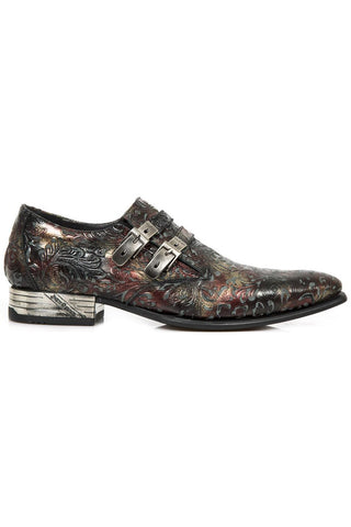 New Rock Red Newman Floral Embossed Shoes M.2246-S28 | Angel Clothing