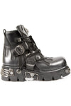 New Rock Silver Flame Ankle Boots, M.288-S2 | Angel Clothing