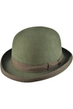 Olive Green Wool Felt Steampunk Bowler Hat | Angel Clothing