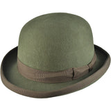 Olive Green Wool Felt Steampunk Bowler Hat | Angel Clothing