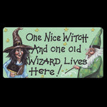 One Nice Witch And One Old Wizard Live Here Smiley Fridge Magnet | Angel Clothing