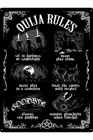 Ouija Board Rules Tin Sign | Angel Clothing