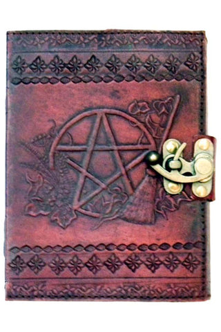 Pentagram Leather Emboss Journal and Lock | Angel Clothing