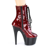 Pleaser ADORE 1020SP Red Snake Print Boots | Angel Clothing