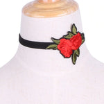 Red Rose Embroidered Choker | Angel Clothing