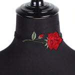 Red Rose Embroidered Choker | Angel Clothing