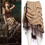 RQBL Gathered Hitched Steampunk Skirt | Angel Clothing