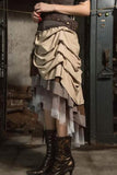 RQBL Gathered Hitched Steampunk Skirt | Angel Clothing