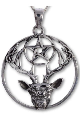 Seventh Sense Stag and Pentagram Pendant Silver | Angel Clothing