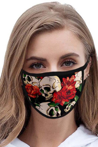Skull and Roses Face Mask | Angel Clothing