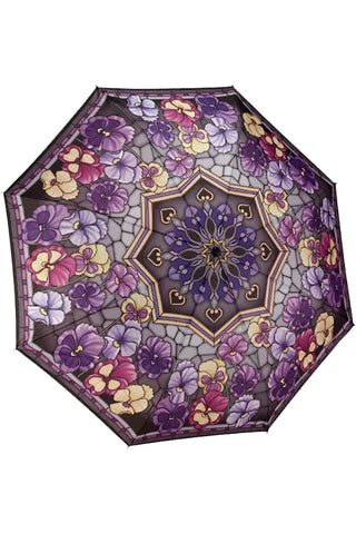 Stained Glass Pansies Folding Umbrella | Angel Clothing
