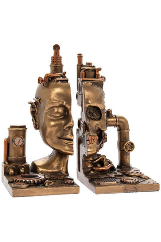 Steampunk Cyber Skull Bookends | Angel Clothing