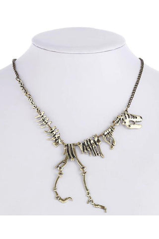 Steampunk Dinosaur Skeleton Necklace Antique Goldtone | Angel Clothing
